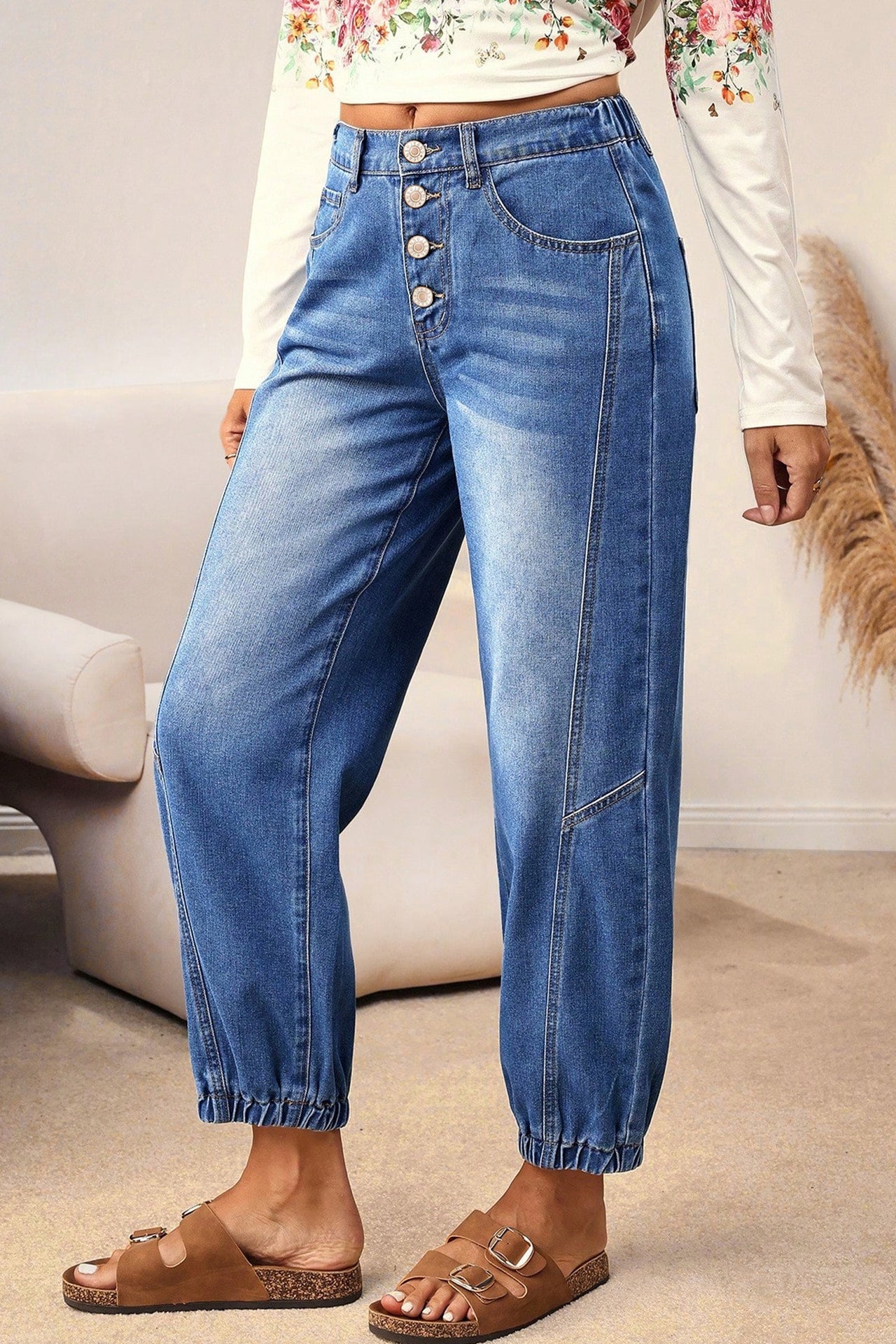 Tanitia Tapered Jean - Mid Denim
