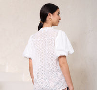 Thumbnail for Bridie Broiderie Top - White