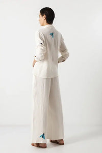 Thumbnail for Edwina Embroidered Pants - White Garden