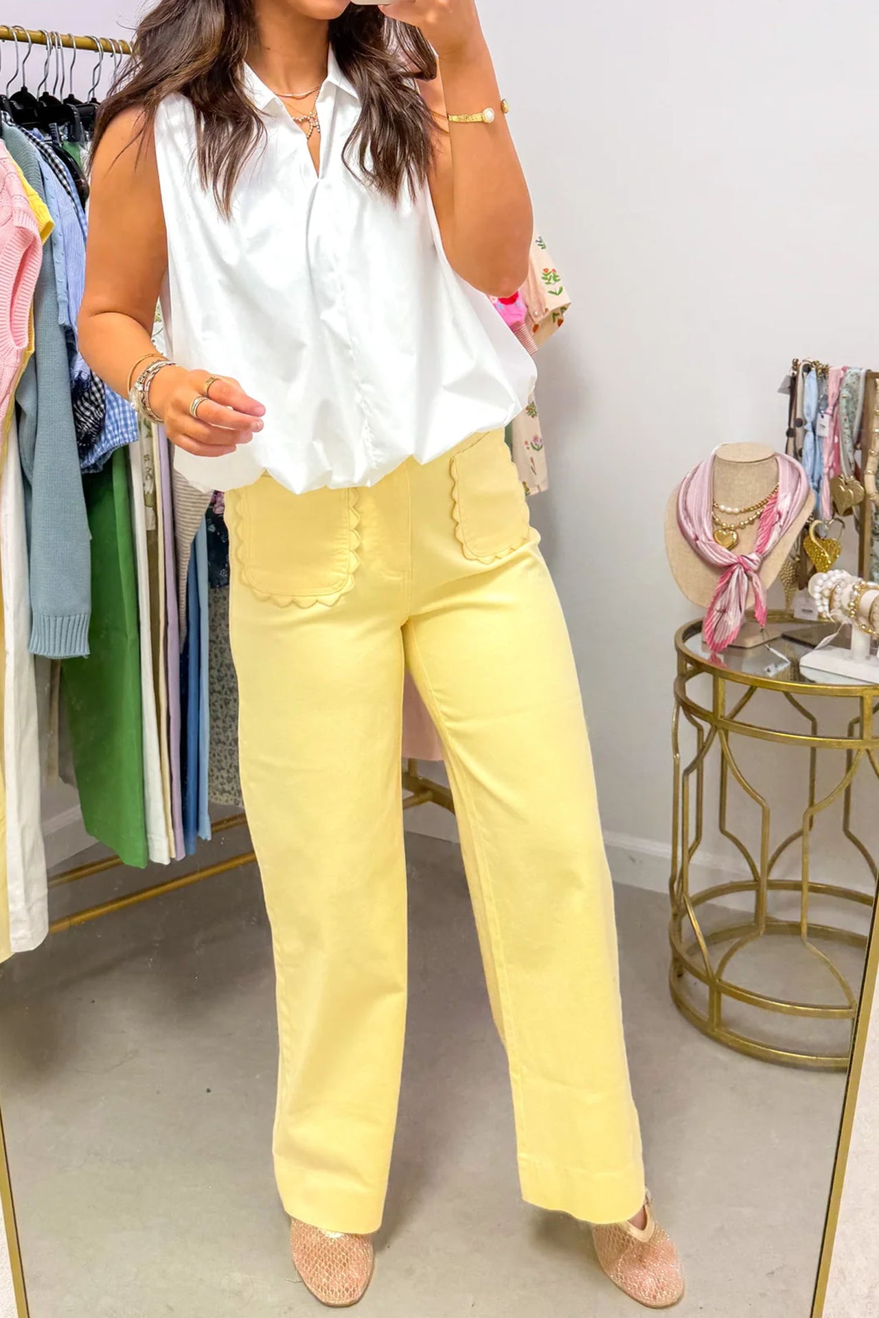 Sunny Scallop Pocket Jean - Yellow