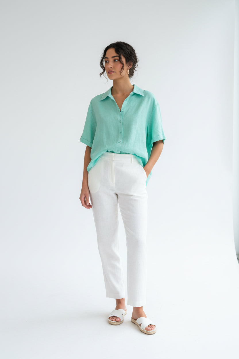 Emmeline Linen Shirt -Mint