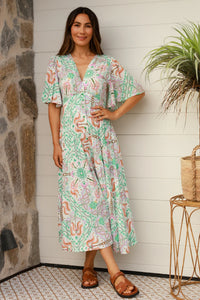 Thumbnail for Bec Dress -Palm Pastel