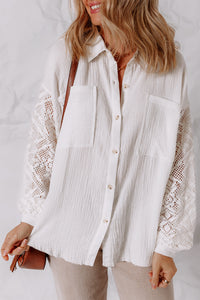 Thumbnail for Wontina Gauze Lace Shirt - White