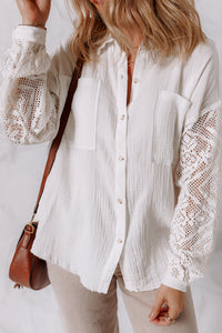 Thumbnail for Wontina Gauze Lace Shirt - White