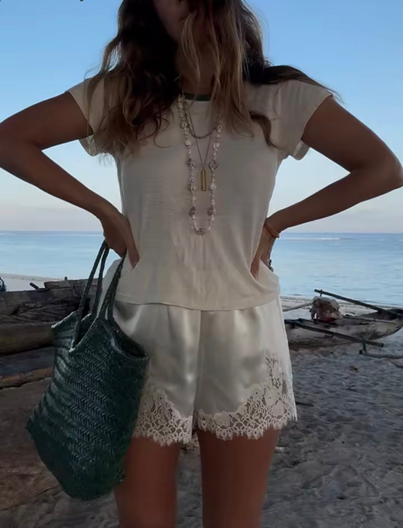 Yasmina Lace Shorts - Ivory White