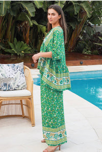 Thumbnail for Eadie Wide Leg Pants - Green Boho