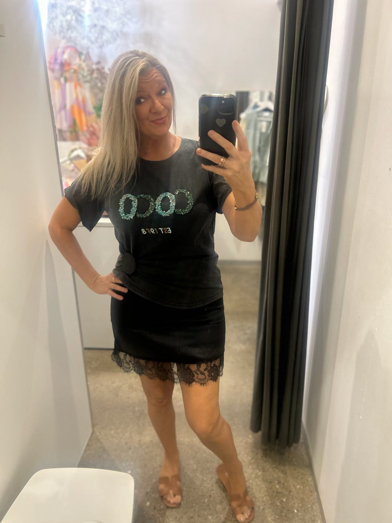 Silvia Satin Skirt - Black