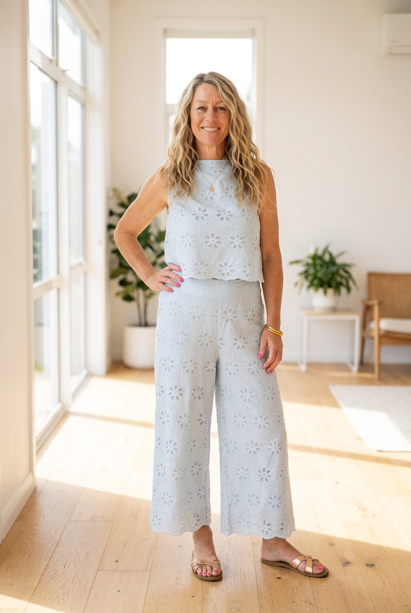 Benita Anglaise Top - Baby Blue