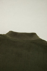 Thumbnail for Mist Green Corduroy Fleece Patchwork Buttoned Bomber Jacket
