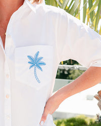 Thumbnail for Pamela Palm Shirt -White/Blue