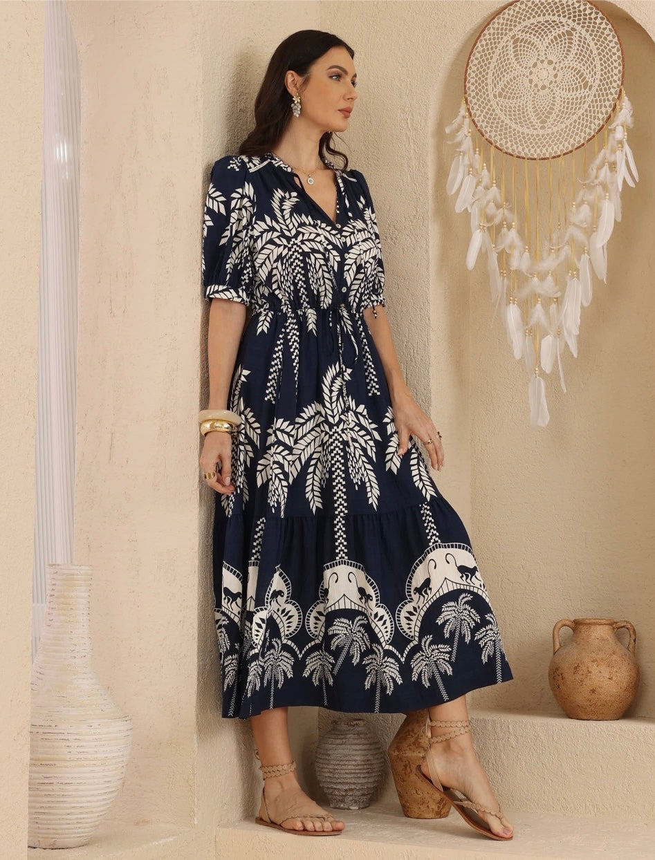 Sundance Maxi Dress -Navy Print