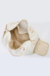 Thumbnail for White Rhombus Textured Waterproof Travel Duffel Bag