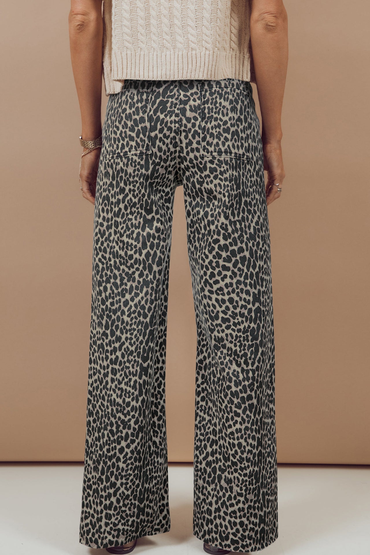 Wildcat Wide-Leg Jeans - Khaki Leopard
