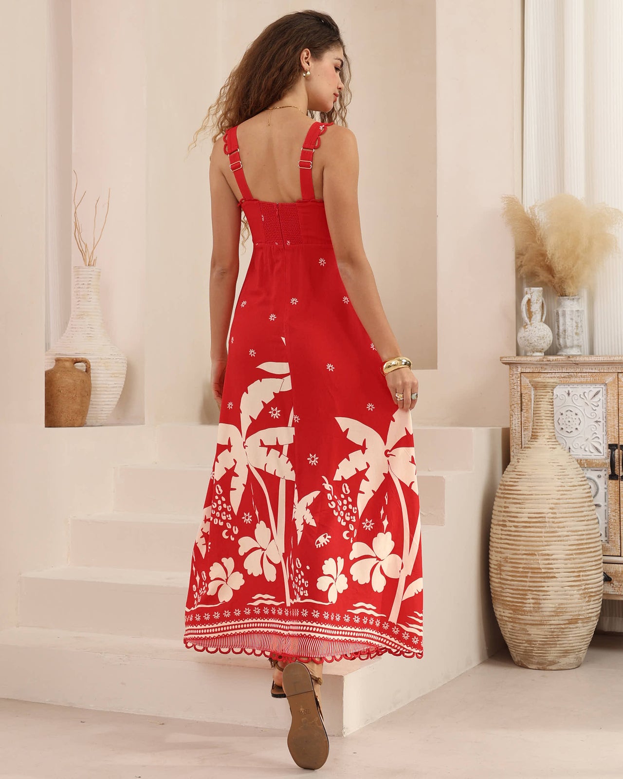 Airlielle Maxi Dress - Red Palm