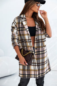 Thumbnail for Tartan Longline Shacket - Pink