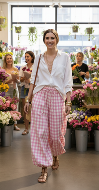 Thumbnail for Beau Balloon Pants - Pink Gingham