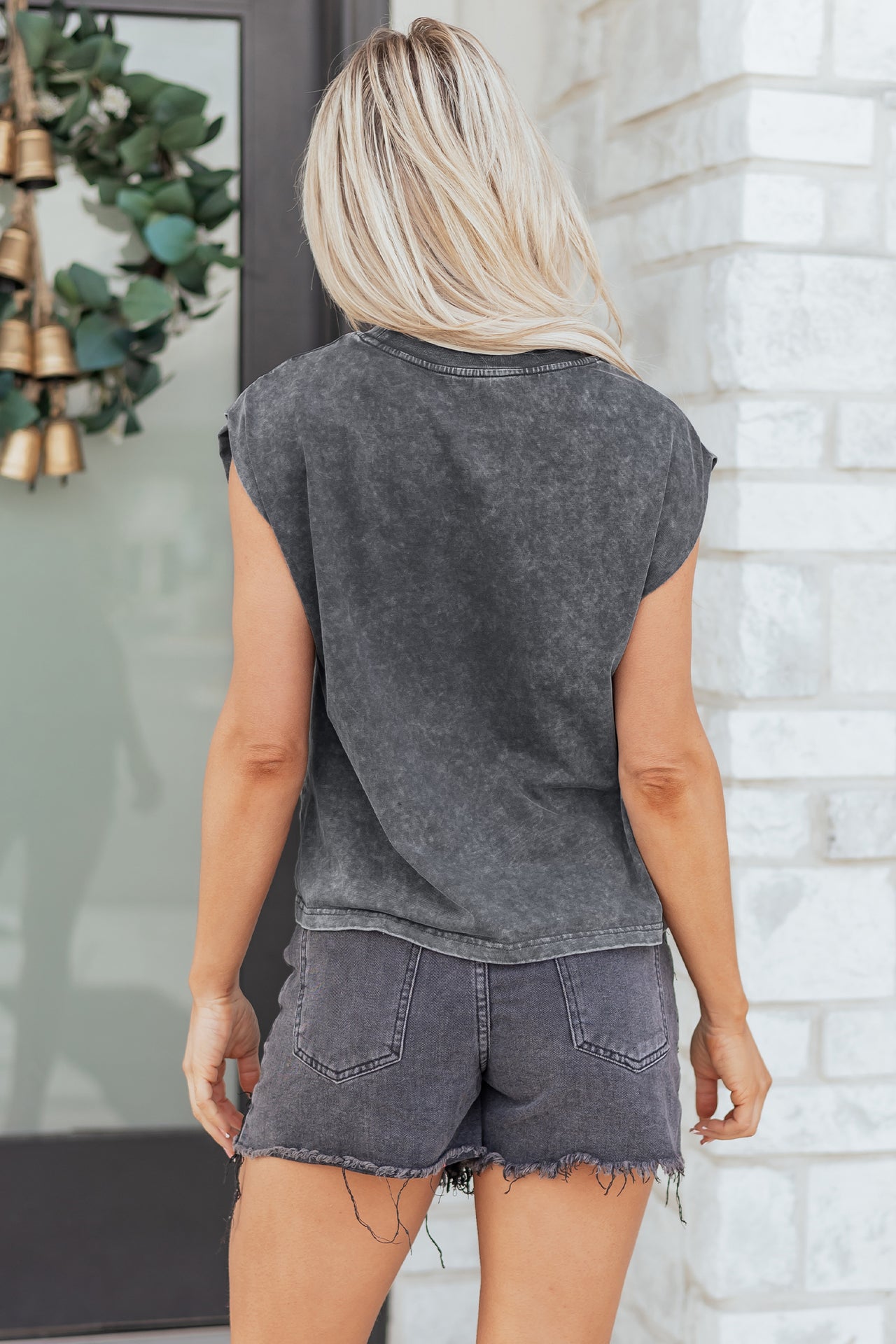 Stella Stone Wash Tank - Charcoal