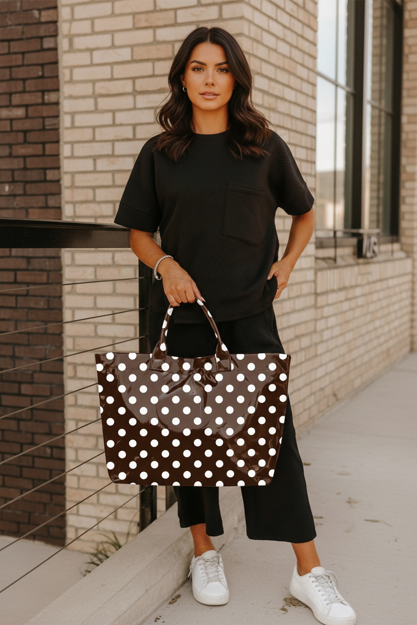 Dotty Tote Bag - Chocolate