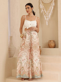 Thumbnail for Eadie Wide Leg Pants - Universe Floral