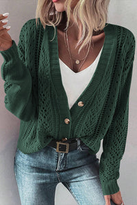 Thumbnail for Ivy Pointelle Cardigan - Green