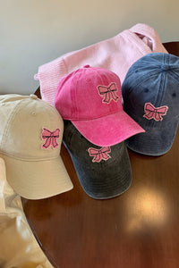 Thumbnail for Rose Red Bow Knot Patchwork Washed Adjustable Baseball Cap