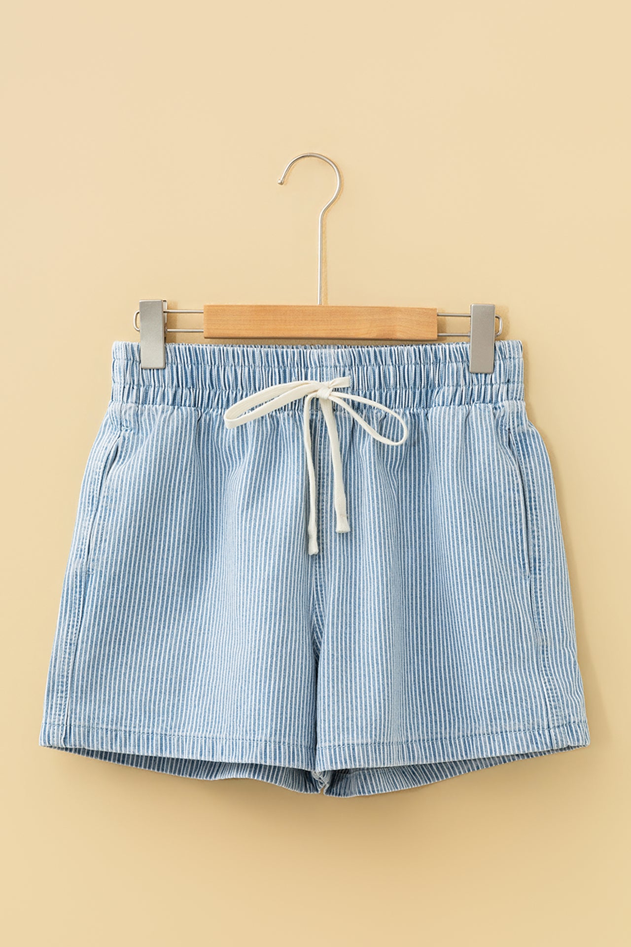 Sky Stripe Denim Shorts - Light Blue