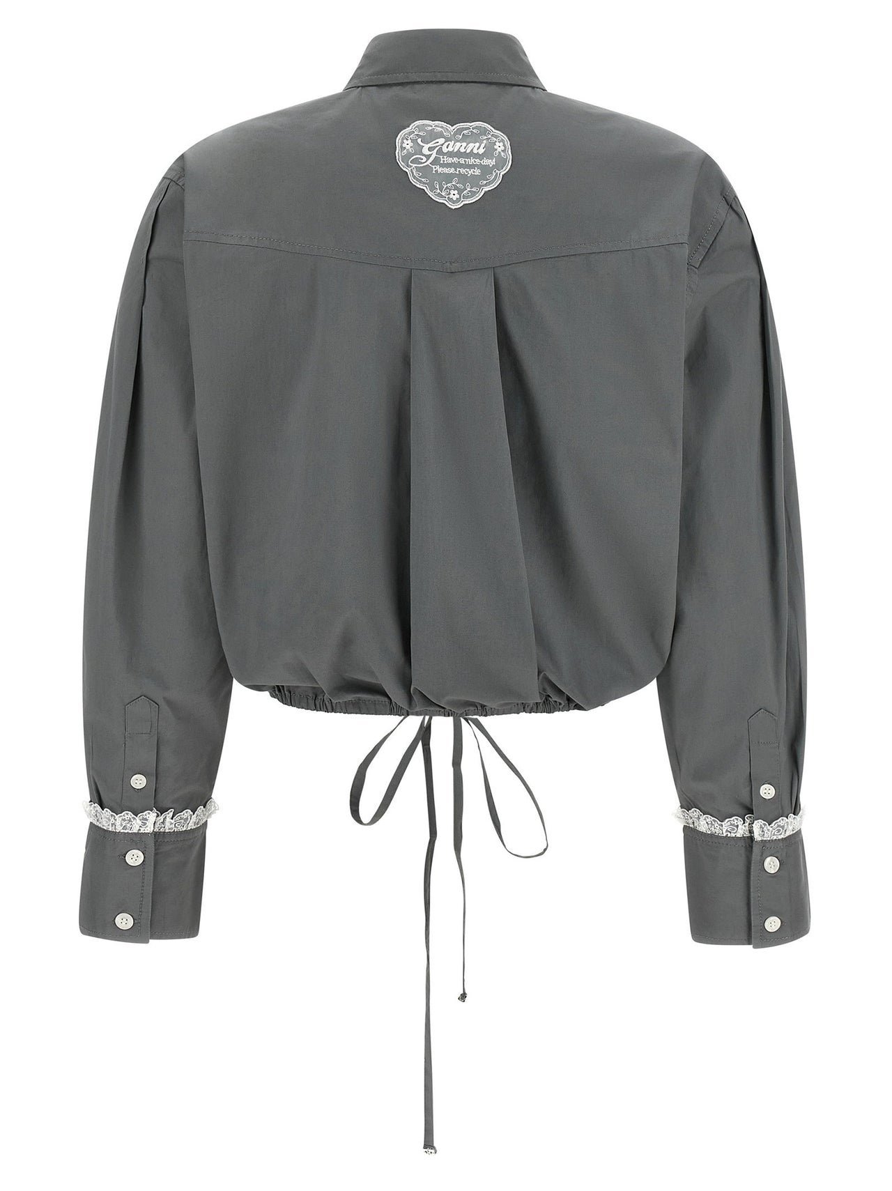 Ganni Cropped Shirt With Lace