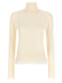 Thumbnail for Ganni Turtleneck Sweater With Lace Trim