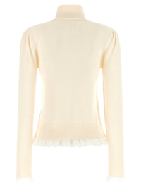 Thumbnail for Ganni Turtleneck Sweater With Lace Trim