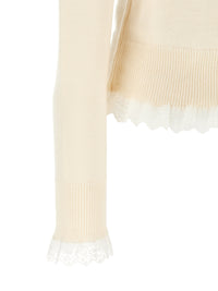 Thumbnail for Ganni Turtleneck Sweater With Lace Trim