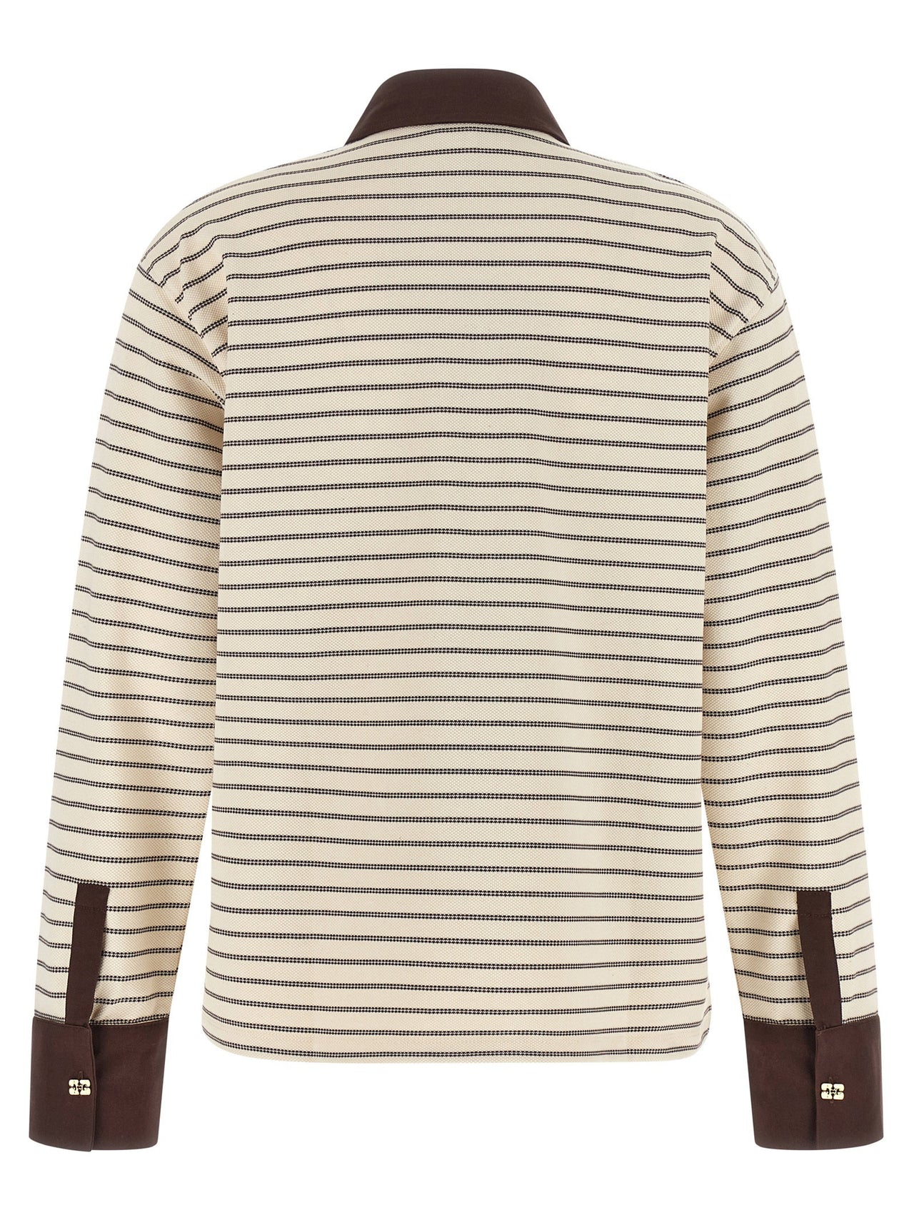 Ganni Striped Cotton Polo Shirt