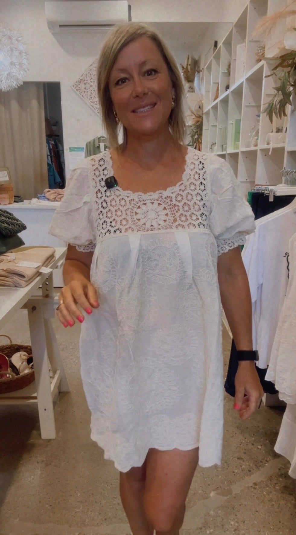 Olivia  Crochet Dress/Top - Cream