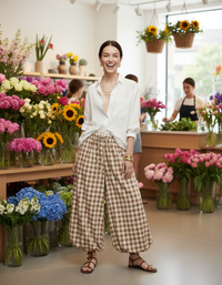 Thumbnail for Beau Balloon Pants - Choc Gingham