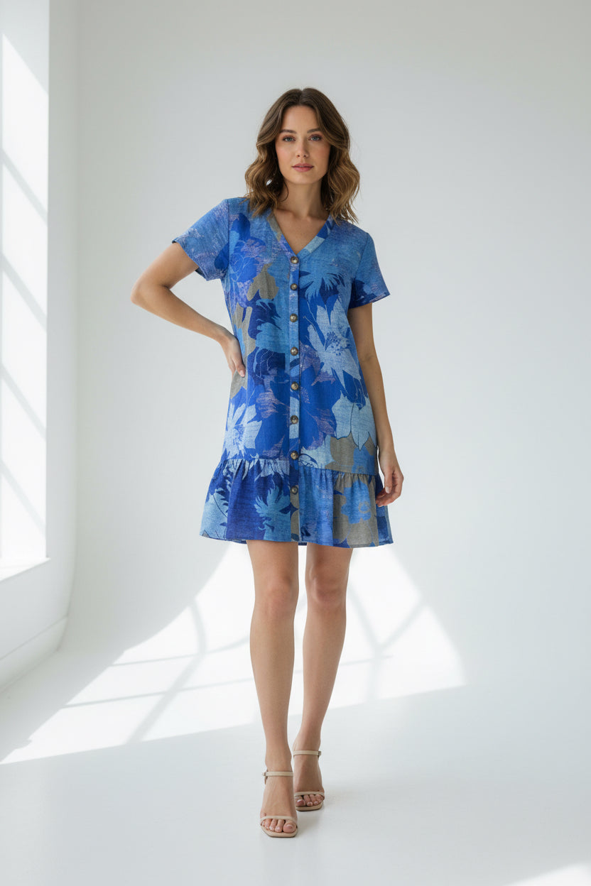 Belinda  Mini Dress -Multi Blue
