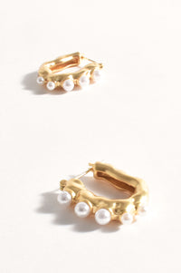 Thumbnail for Faux Pearl Molten Earrings - Gold