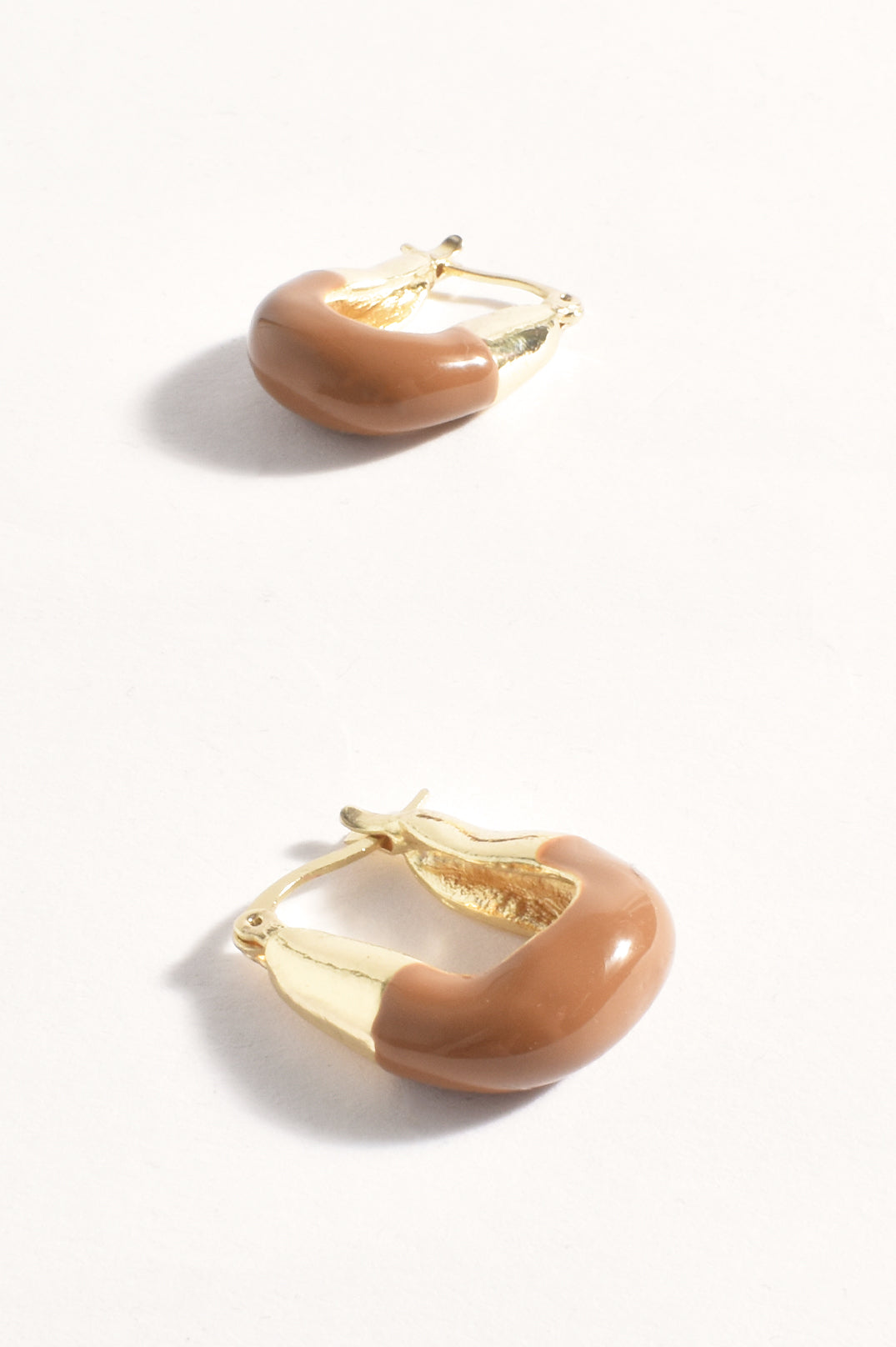 Enamel Dipped Hoops - Tan