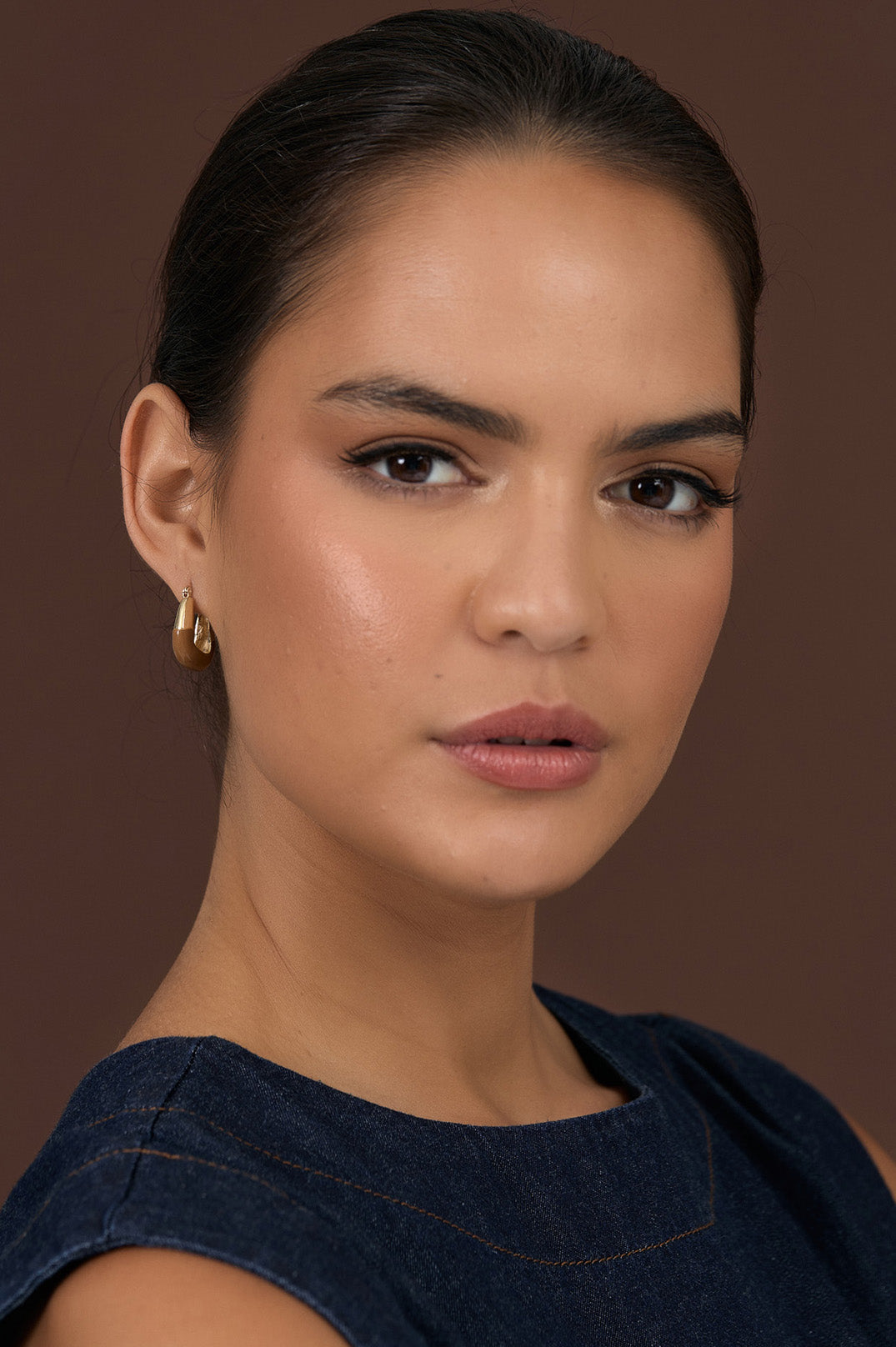 Enamel Dipped Hoops - Tan