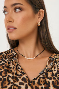 Thumbnail for Bead & Pearl Necklace - Black