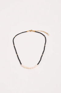 Thumbnail for Bead & Pearl Necklace - Black
