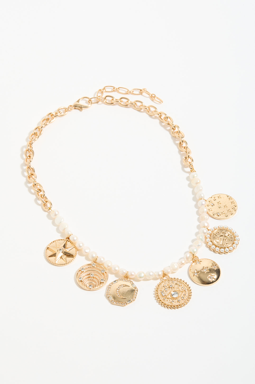 Pearl & Charms Necklace - Gold