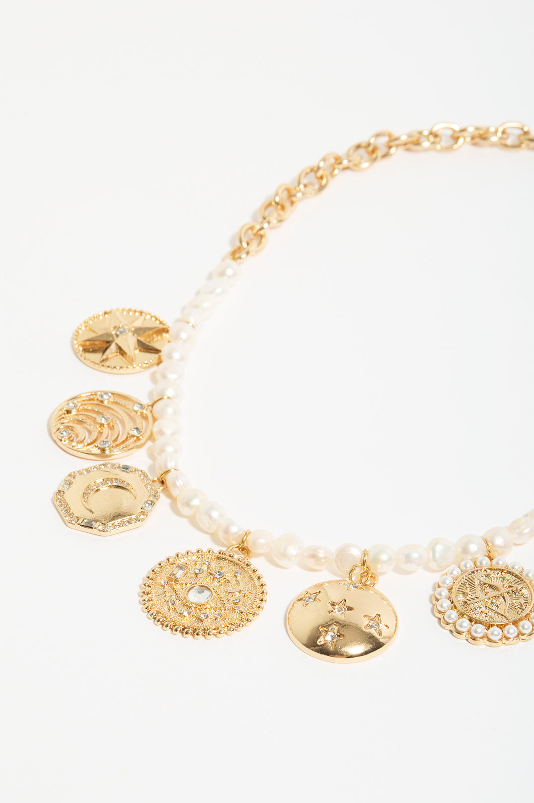 Pearl & Charms Necklace - Gold