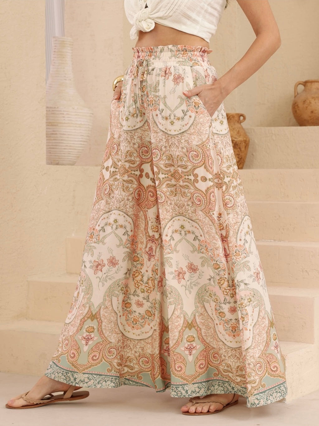Eadie Wide Leg Pants - Universe Floral