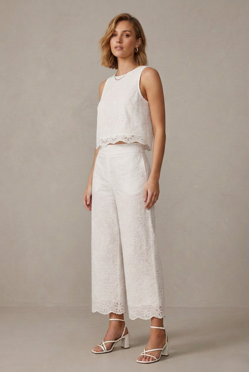 Luna Anglaise Pant - White