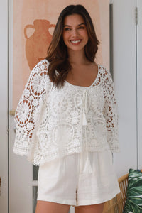 Thumbnail for Vola Crochet Top - White