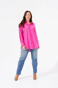Thumbnail for Lara Button Up Shirt - Fuschia