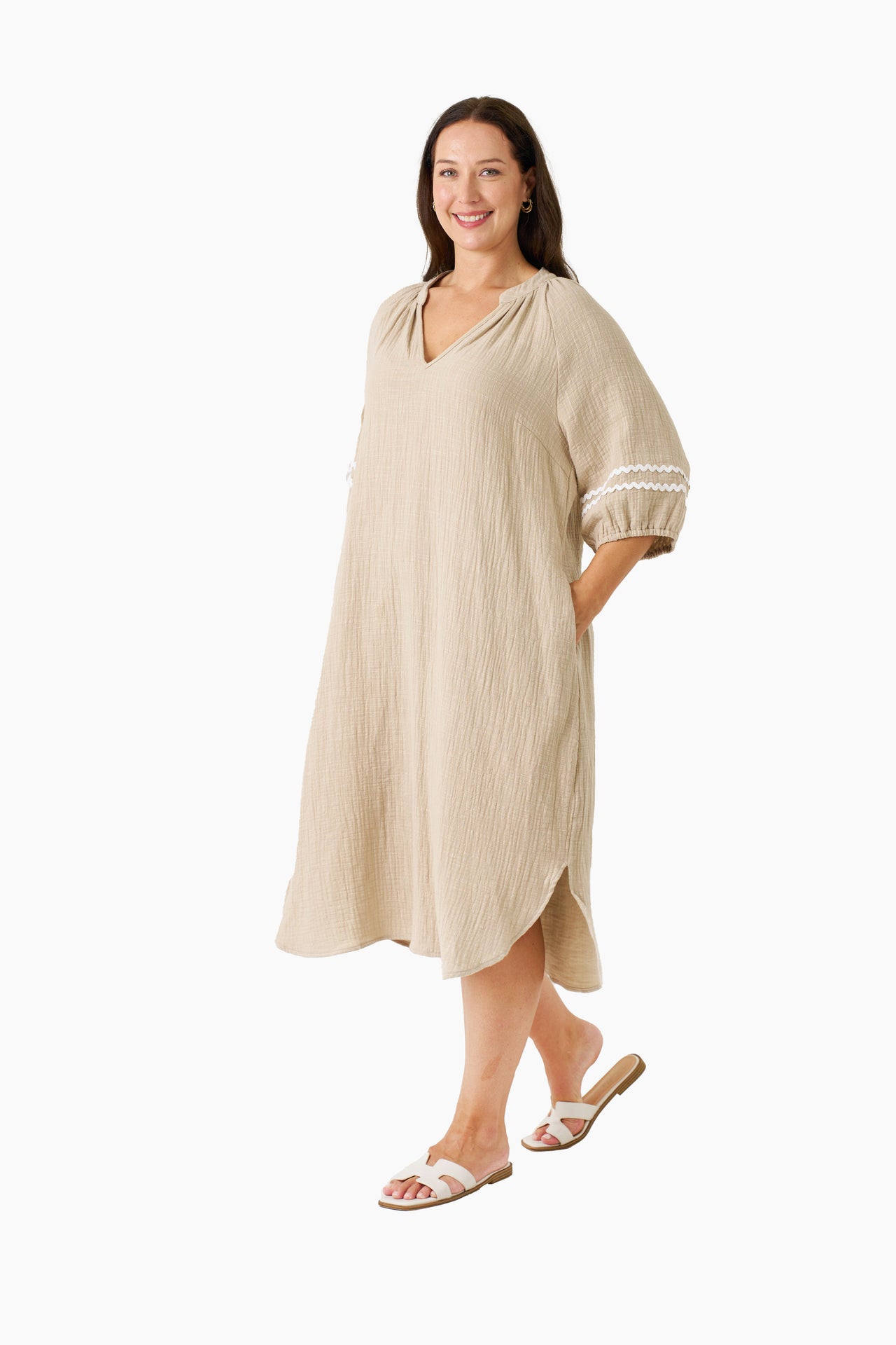 Pearl Midi Dress - Oatmeal