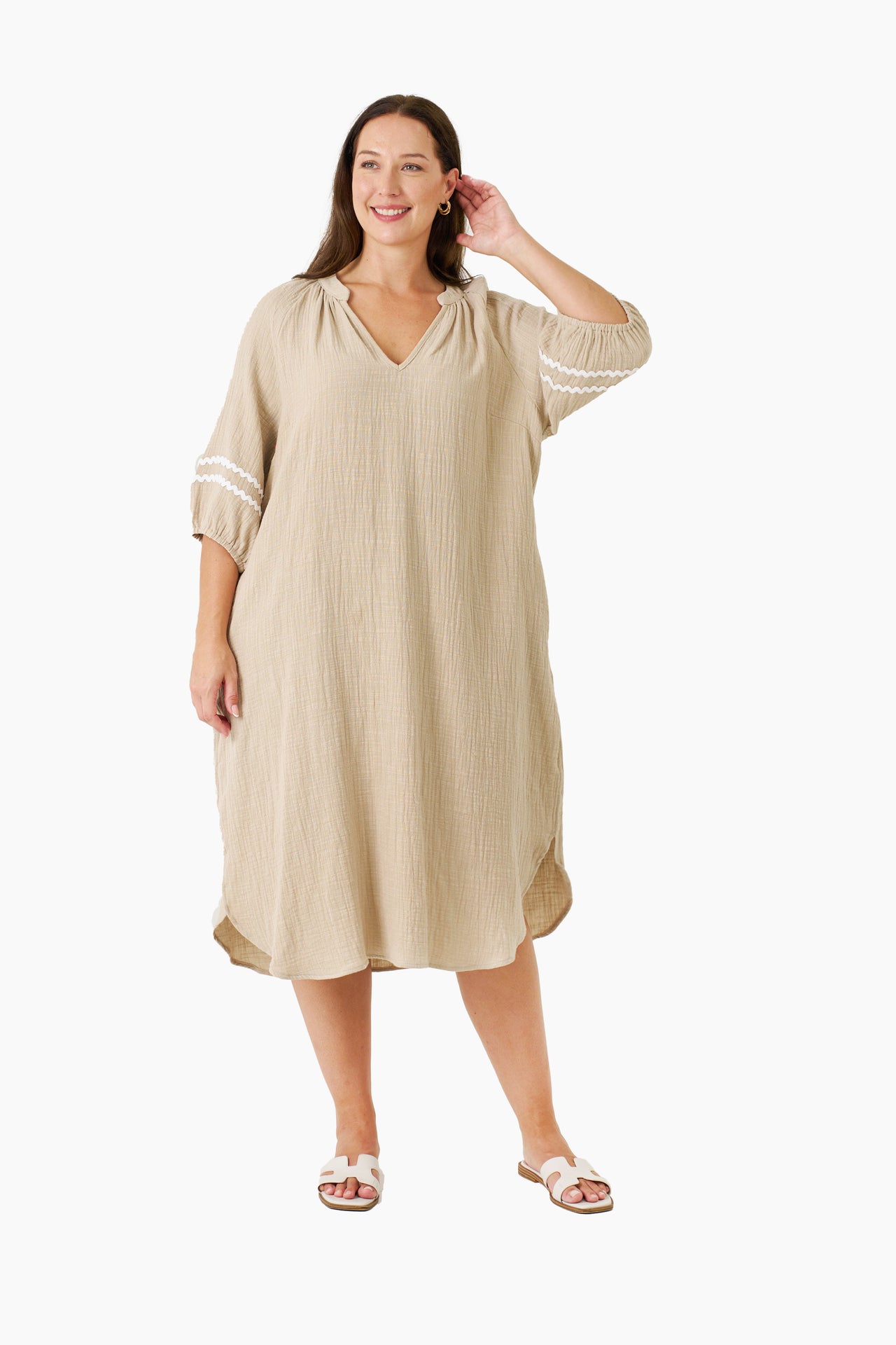 Pearl Midi Dress - Oatmeal