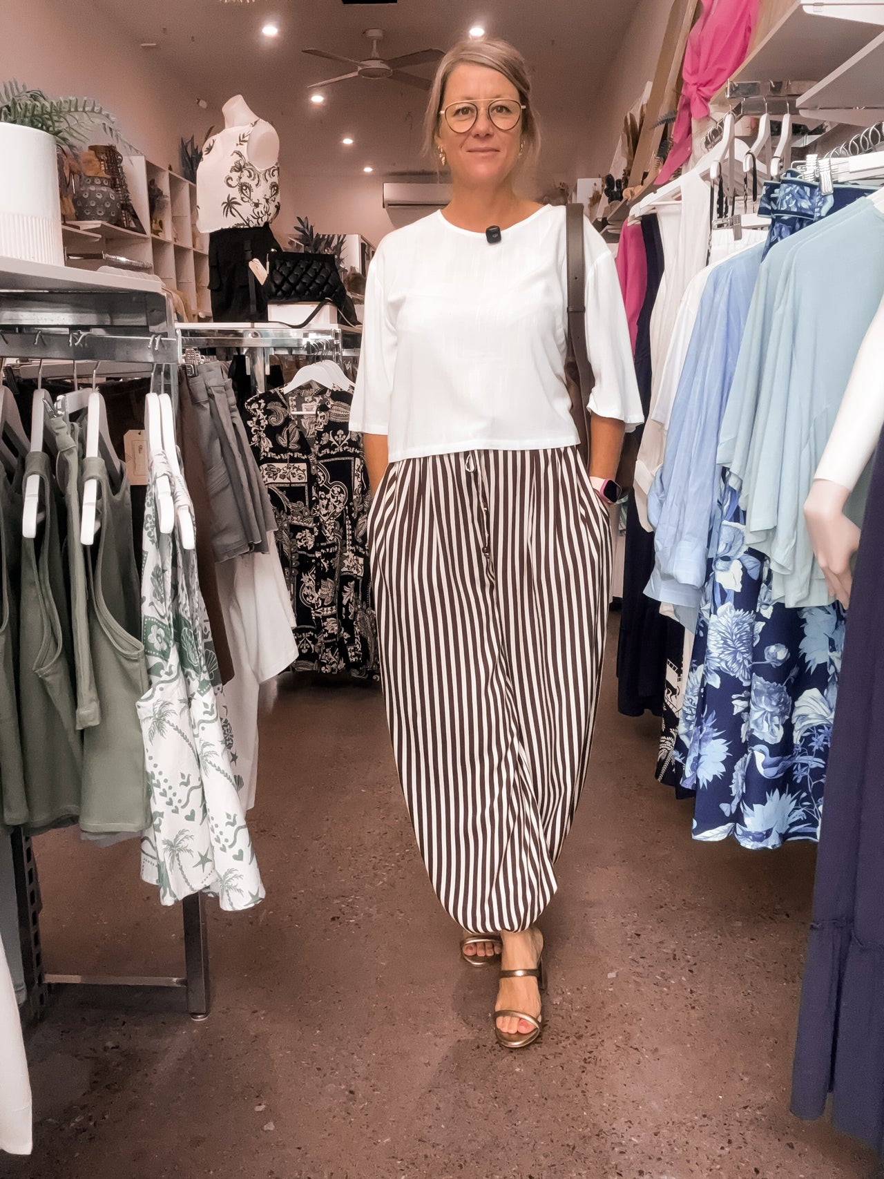 Beau Balloon Pants - Choc Stripe