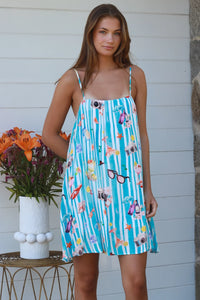 Thumbnail for Sibella Slip Dress -Seaside Print