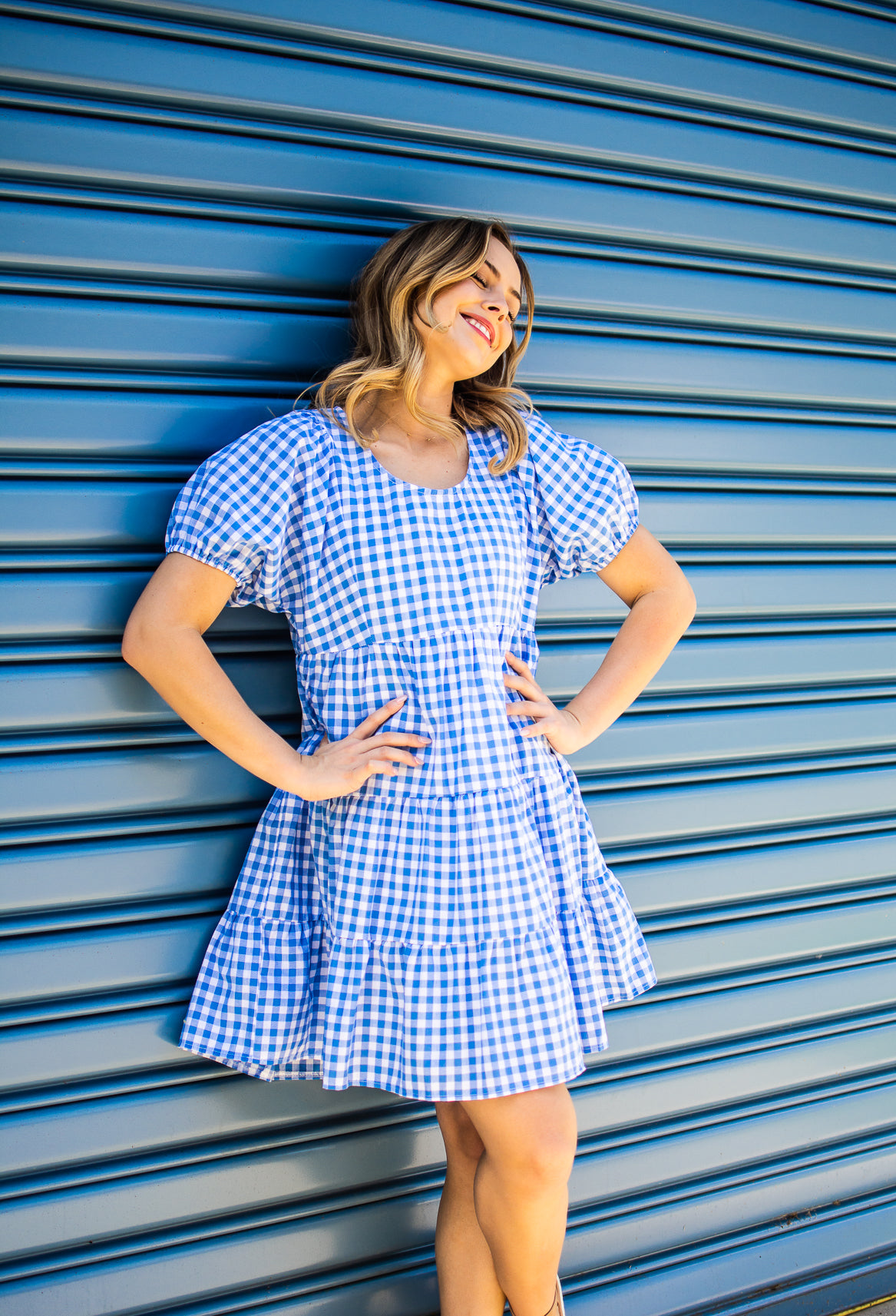 Mandy Mini Dress - Blue Gingham